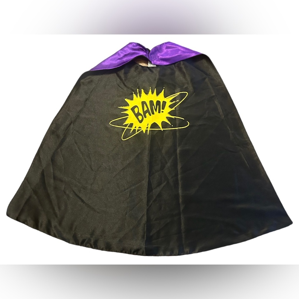 Simply by design pleasant grove reversible superhero cape bam pow purple black